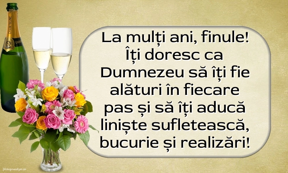 Imagini cu mesaje de La mulți ani pentru finul meu: Șampanie și flori