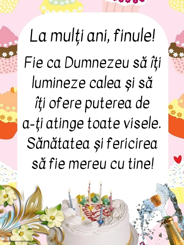 Imagini cu mesaje de La mulți ani pentru finul meu: Șampanie și tort