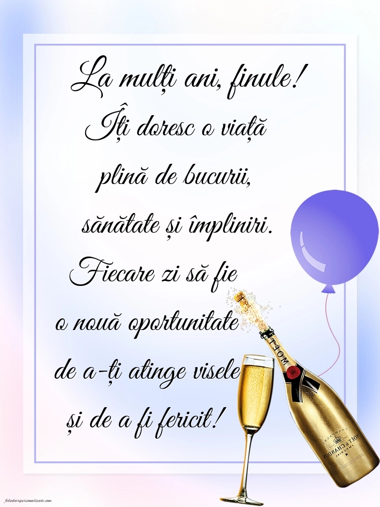 Felicitări și Imagini de Ziua de Naștere pentru Fin: Șampanie