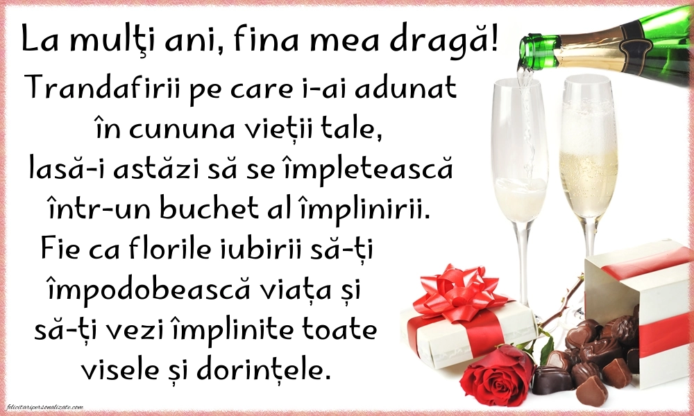 Imagini La Mulți Ani Fina mea: Șampanie și flori