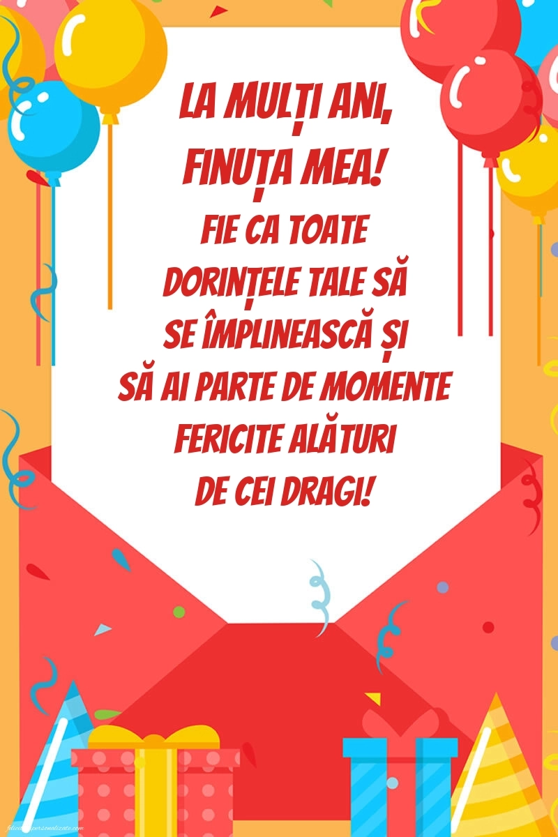 Felicitări frumoase de Ziua de Naștere pentru Fină: Baloane și Cadouri