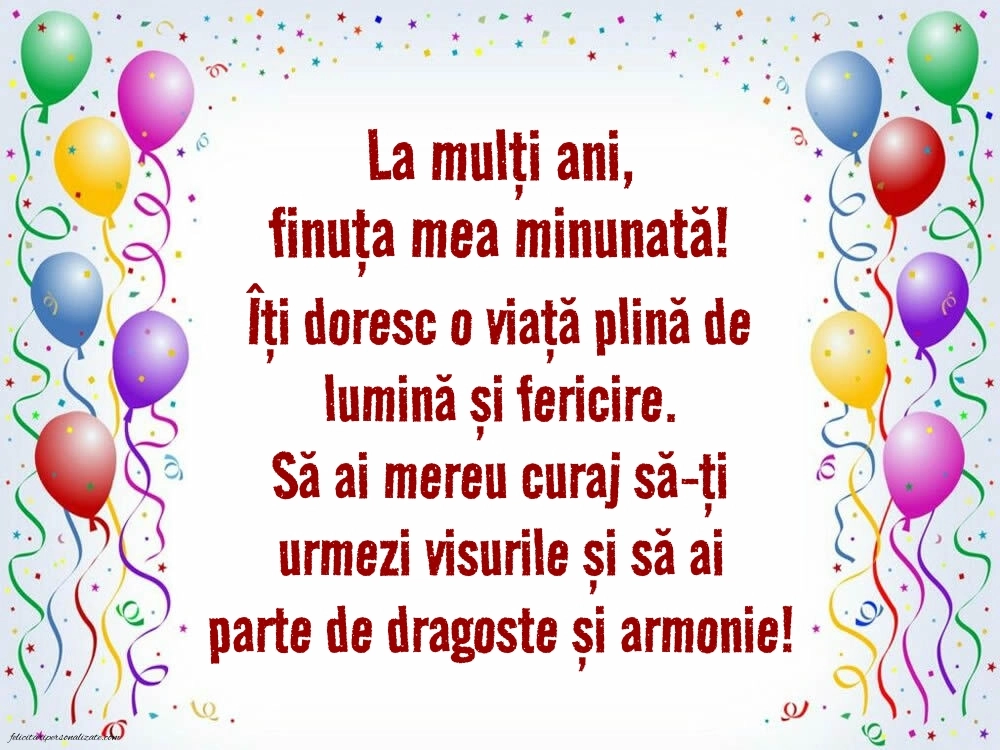 La mulți ani, fina mea! - Imagini cu mesaje frumoase: Baloane