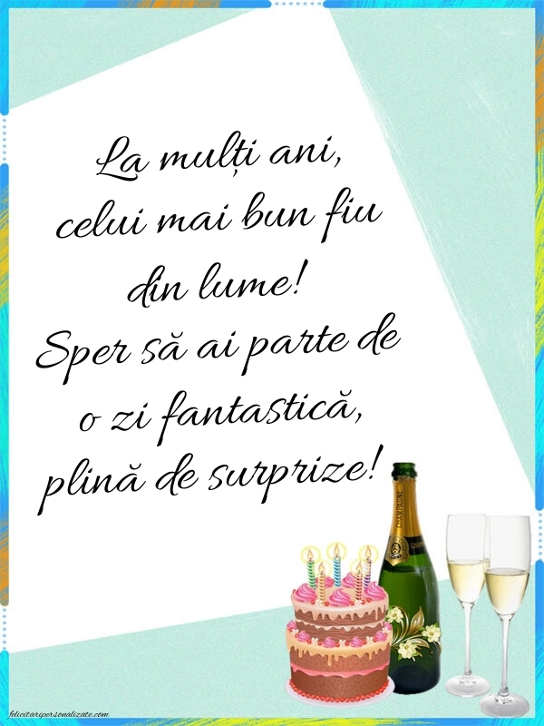 Imagini La Mulți Ani Fiul meu: Șampanie și tort