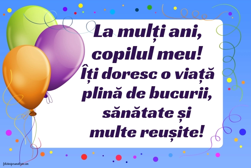 Felicitări și Imagini de Ziua de Naștere pentru Fiu: Baloane