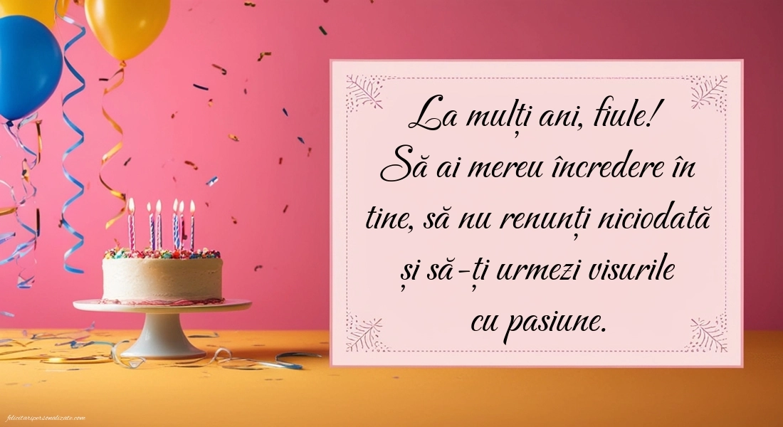 La mulți ani, băiatul meu! - Imagini cu mesaje frumoase: Baloane și Tort