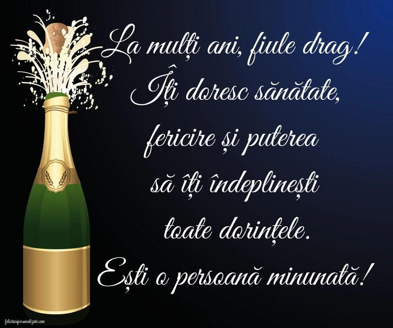Felicitări și Imagini de Ziua de Naștere pentru Fiu: Șampanie