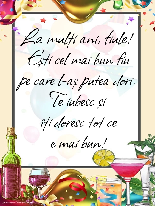 Felicitări și Imagini de Ziua de Naștere pentru Fiu: Confetti