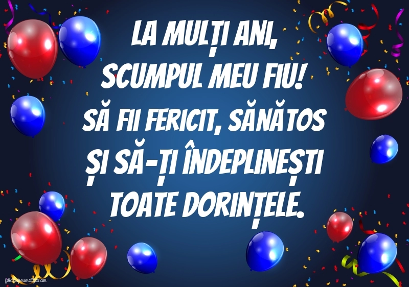 Felicitări și Imagini de Ziua de Naștere pentru Fiu: Baloane