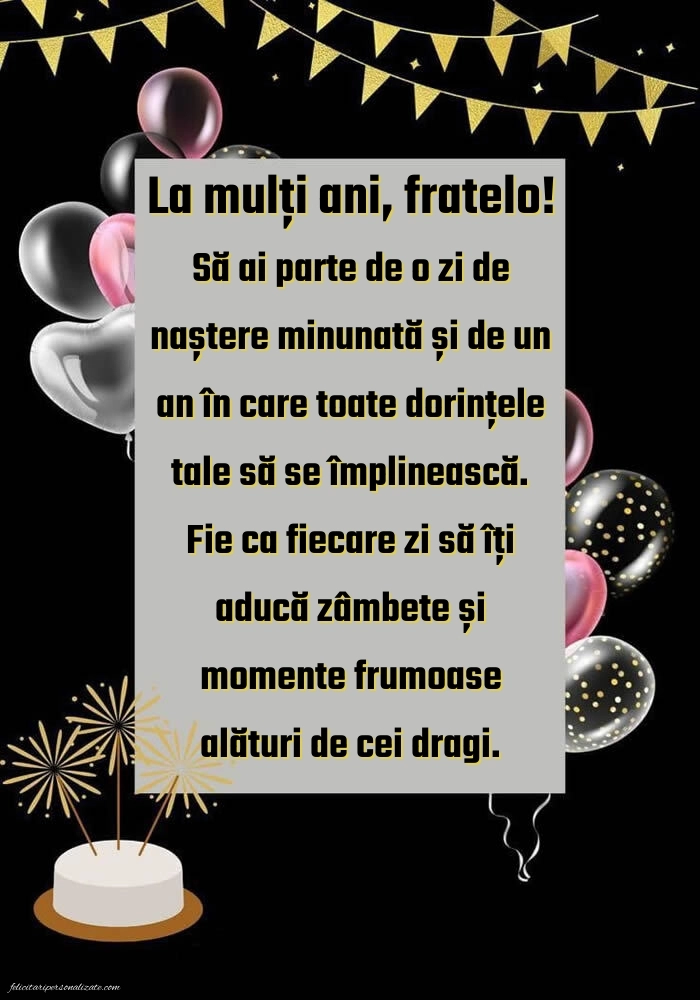 Felicitări și Imagini de Ziua de Naștere pentru Frate: Baloane și Tort