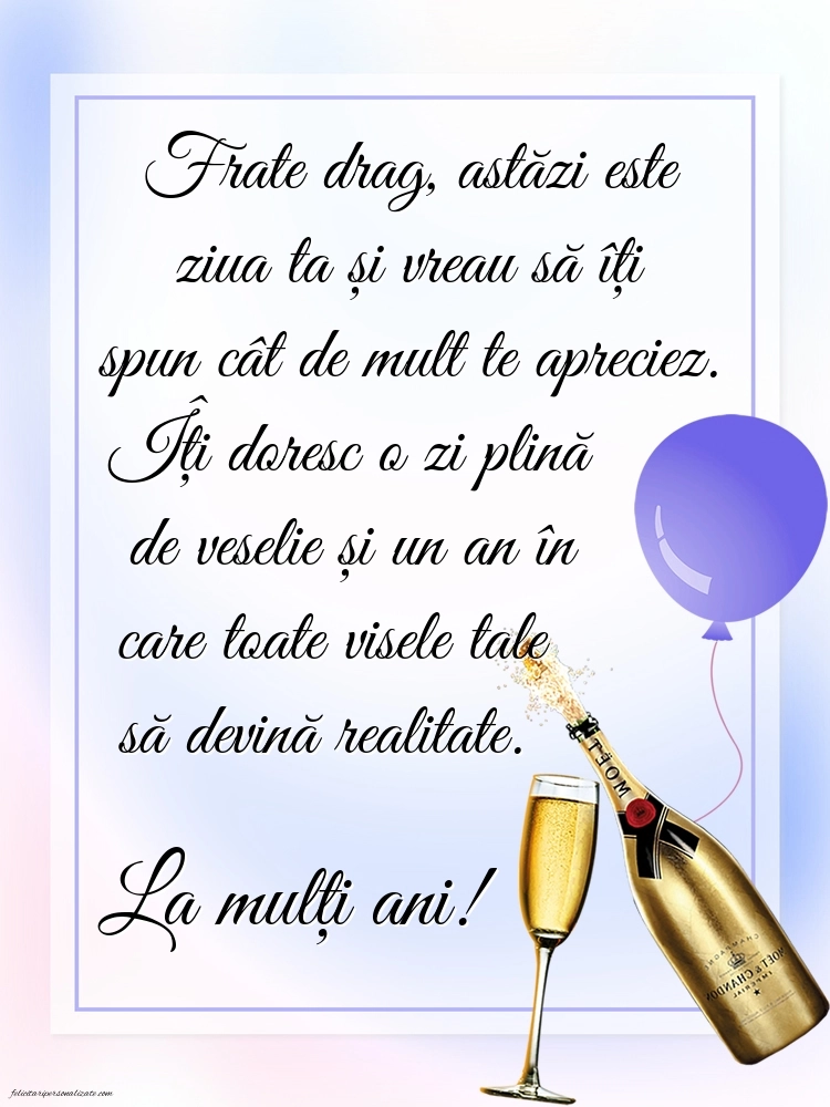 Felicitări de LA MULȚI ANI pentru frați: Șampanie