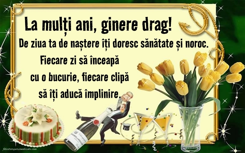 Felicitări și Imagini de Ziua de Naștere pentru Ginere: Șampanie și tort