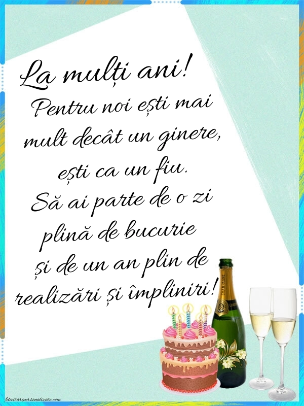 Felicitări și Imagini de Ziua de Naștere pentru Ginere: Șampanie și tort