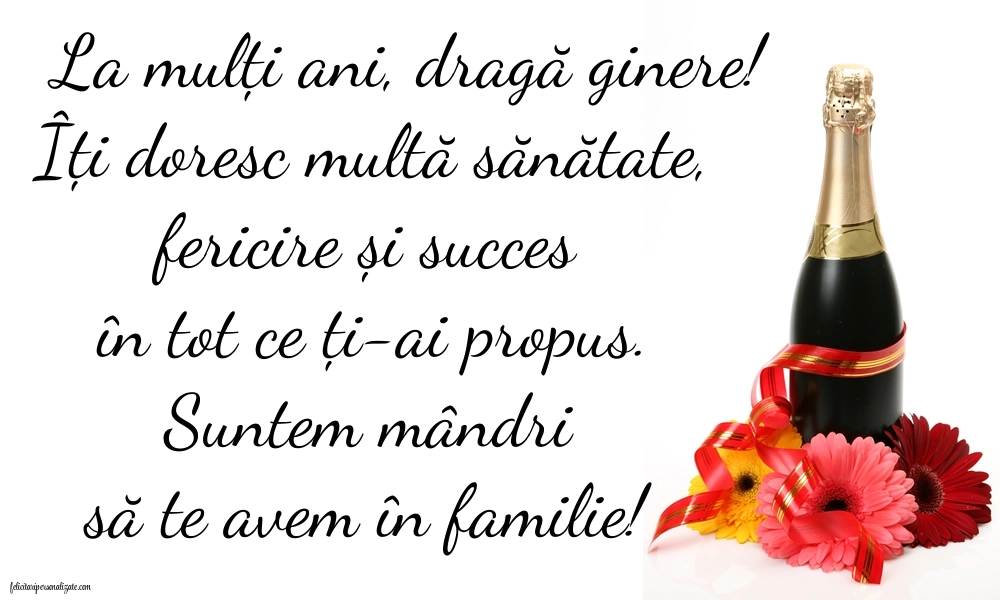 Felicitări și Imagini de Ziua de Naștere pentru Ginere: Șampanie și flori