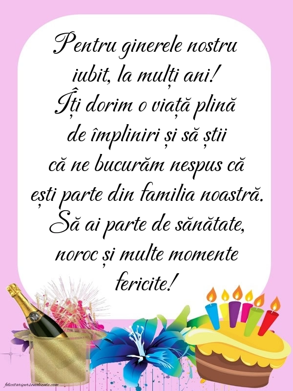 Imagini cu La mulți ani pentru ginerele meu: Șampanie și tort