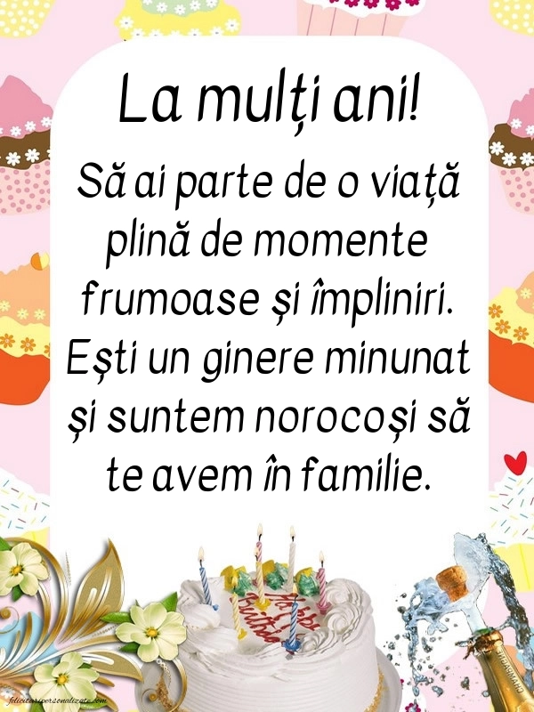 Imagini cu La mulți ani pentru ginerele meu: Șampanie și tort