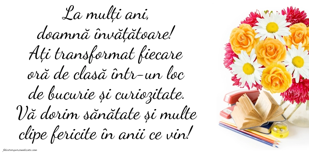 Felicitări frumoase de Ziua de Naștere pentru Învățătoare: Școală