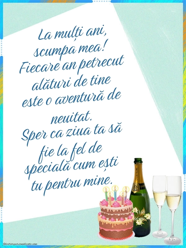 Imagini frumoase de Ziua de Naștere pentru Iubită: Șampanie și tort