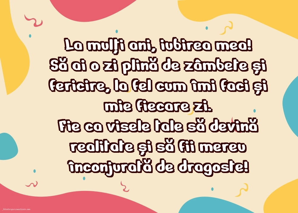 Imagini La Mulți Ani Iubita Mea. Mesaje de Dragoste și Gânduri Sincere pentru Ziua Ei.: Confetti