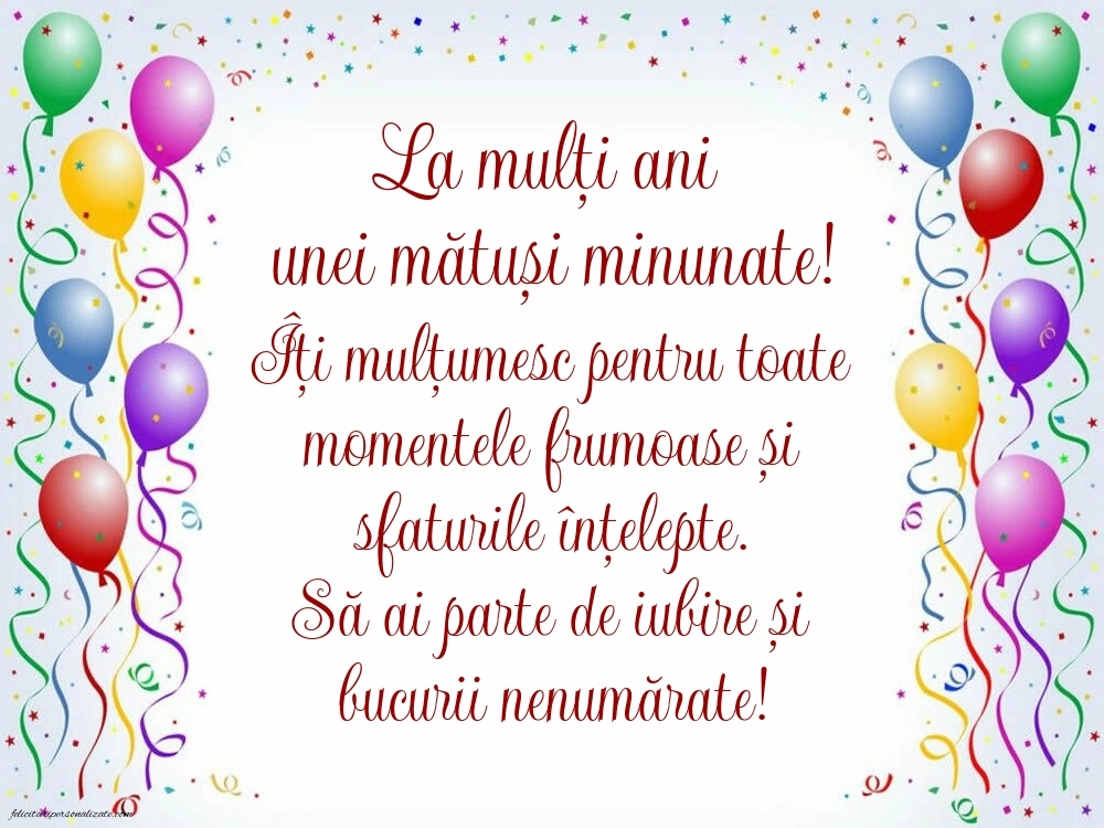La mulți ani, mătușa mea! - Imagini cu mesaje frumoase: Baloane