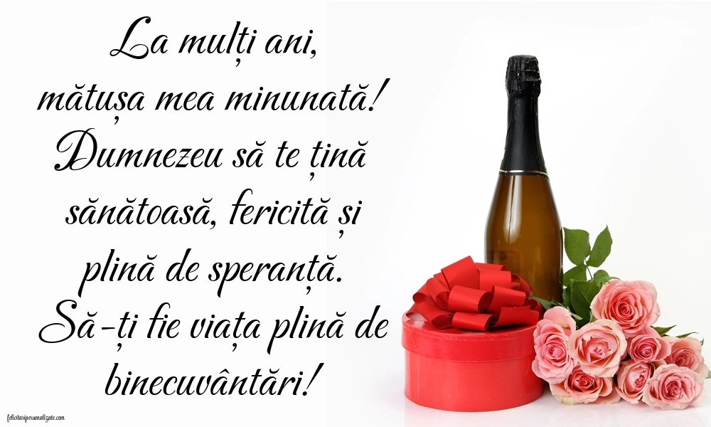 La mulți ani, mătușa mea! - Imagini cu mesaje frumoase: Șampanie și flori