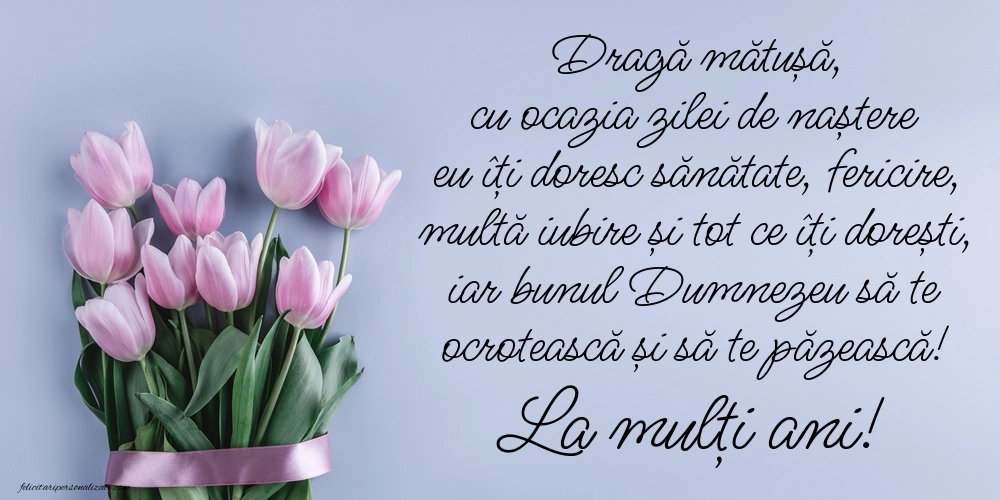 Felicitări frumoase de Ziua de Naștere pentru Mătușă: Lalele