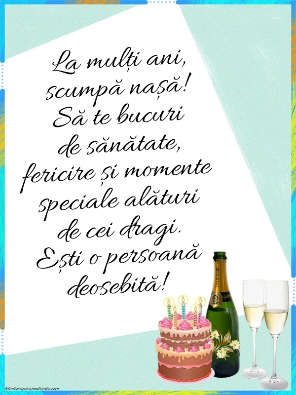 Felicitări și Imagini de Ziua de Naștere pentru Nașă: Șampanie și tort