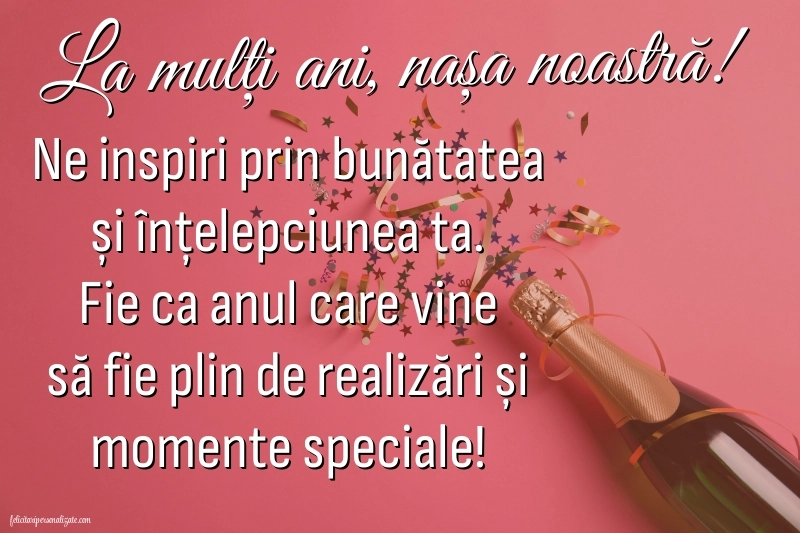 Felicitări și Imagini de Ziua de Naștere pentru Nașă: Șampanie și confetti