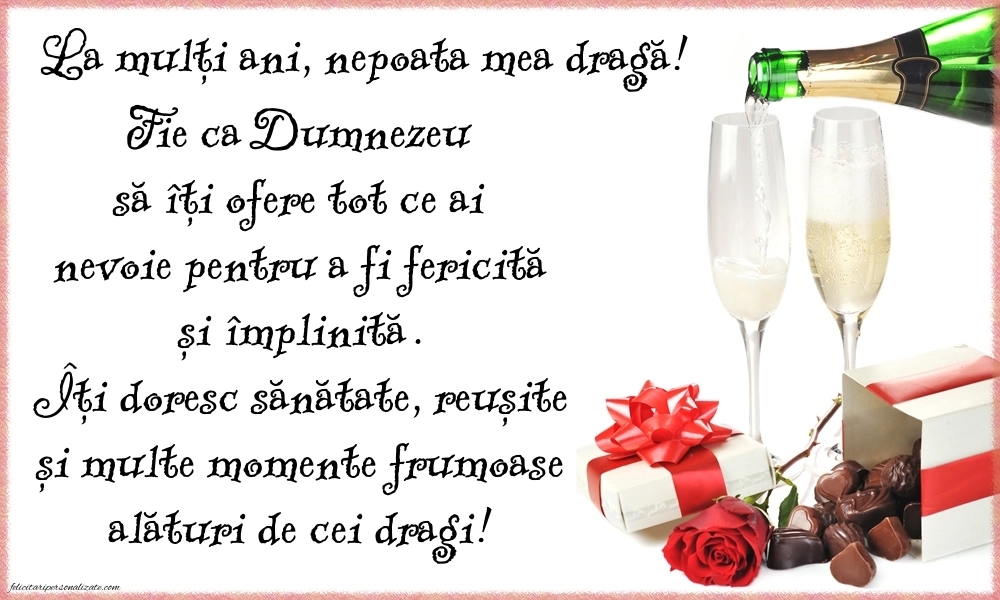 Imagini de LA MULȚI ANI Nepoata Mea: Șampanie și flori