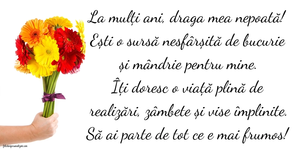 La mulți ani, nepoata mea! - Imagini cu mesaje frumoase: Flori