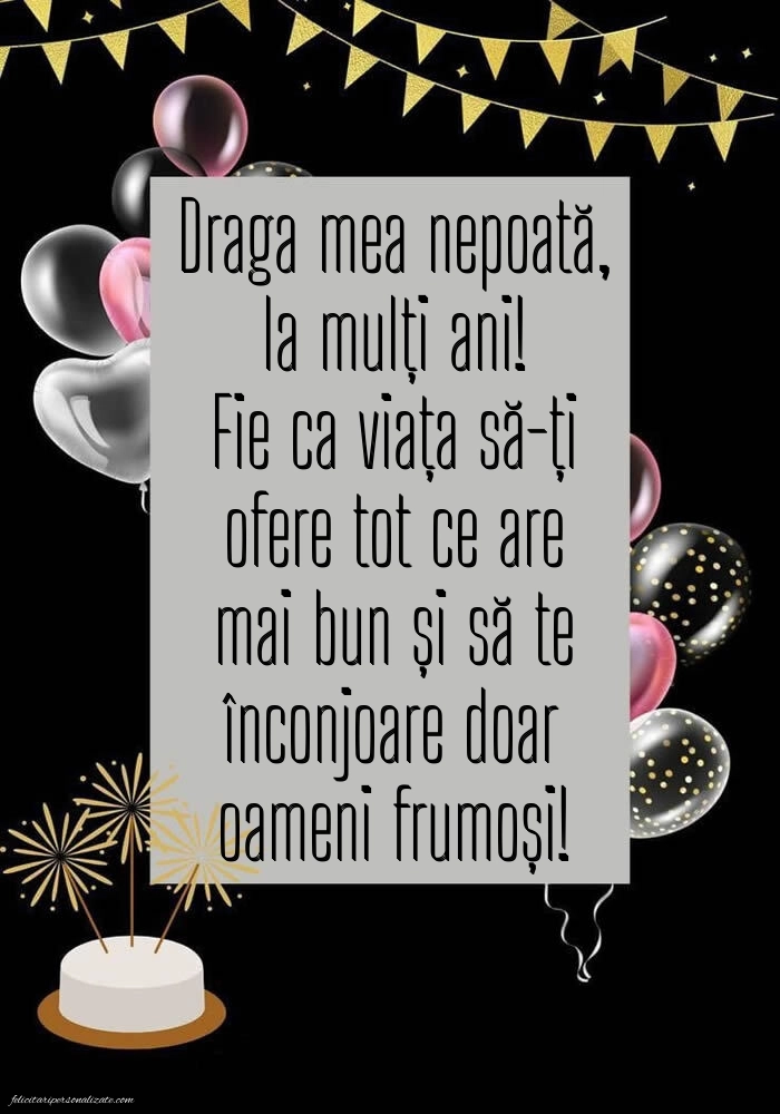 La mulți ani, nepoata mea! - Imagini cu mesaje frumoase: Baloane și Tort