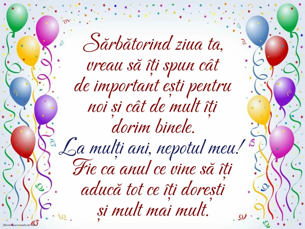 Felicitări și Imagini de Ziua de Naștere pentru Nepot: Baloane