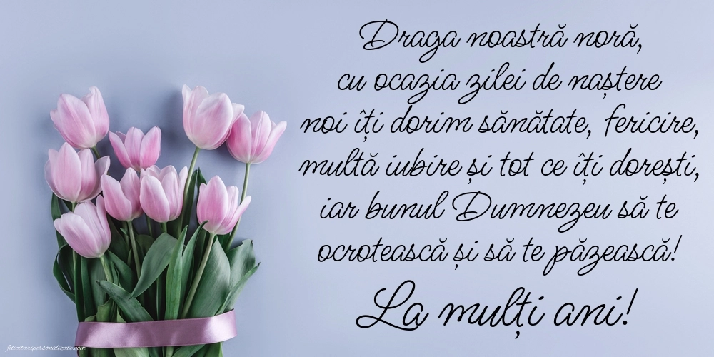 Felicitări frumoase de Ziua de Naștere pentru Noră: Lalele