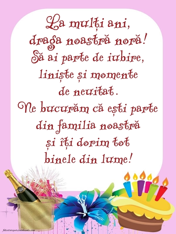 Imagini cu La mulți ani pentru nora mea: Șampanie și tort