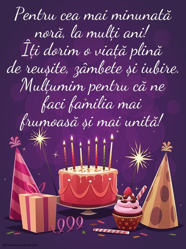 La mulți ani, nora mea! - Imagini cu mesaje frumoase: Tort