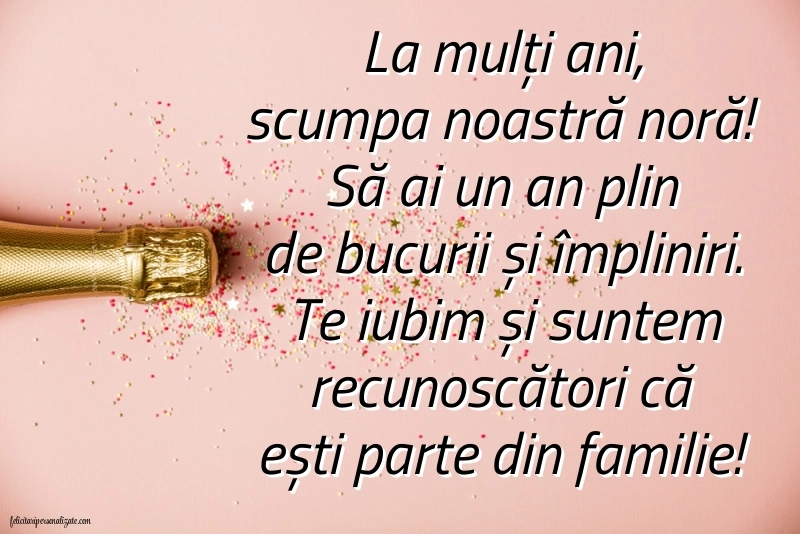 La mulți ani, nora mea! - Imagini cu mesaje frumoase: Șampanie și confetti