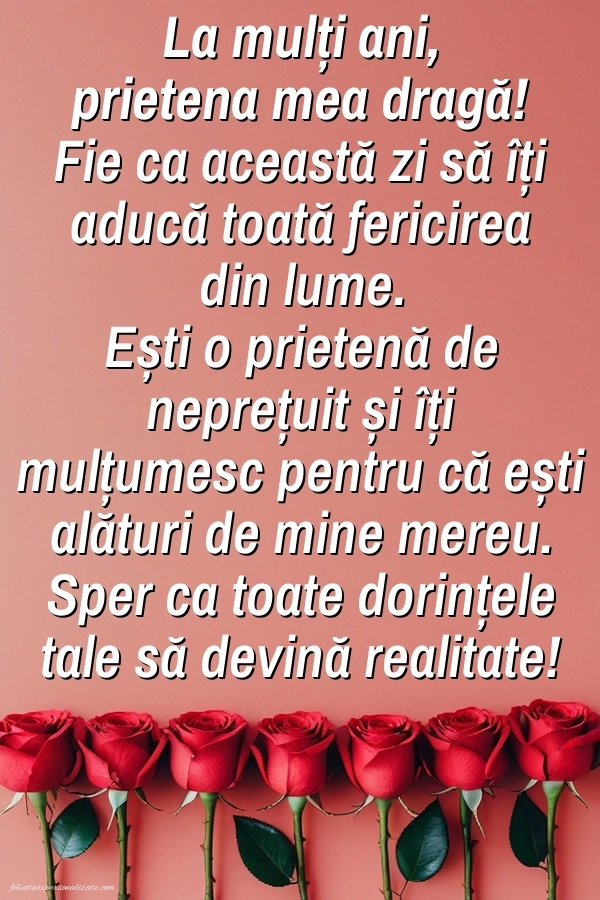 Poze cu urări de LA MULȚI ANI pentru prietenă: Trandafiri