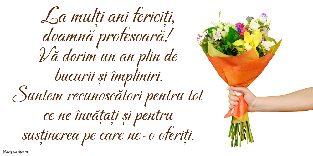 Felicitări frumoase de Ziua de Naștere pentru Profesoară: Buchet de flori