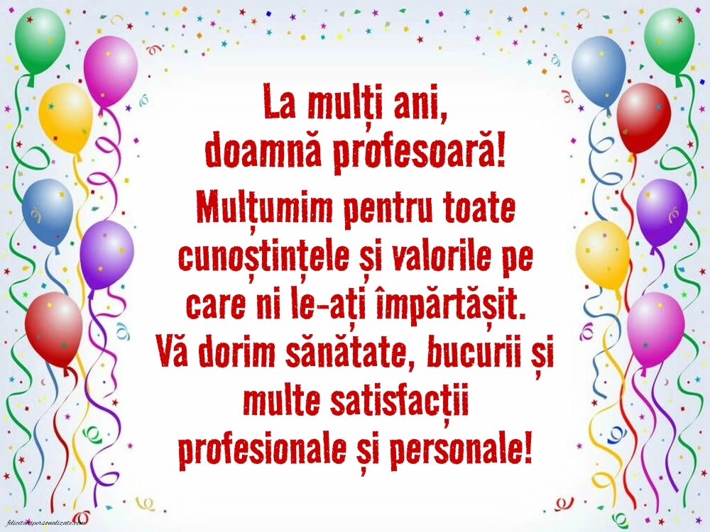 Imagini frumoase de LA MULȚI ANI pentru Profesoară: Baloane