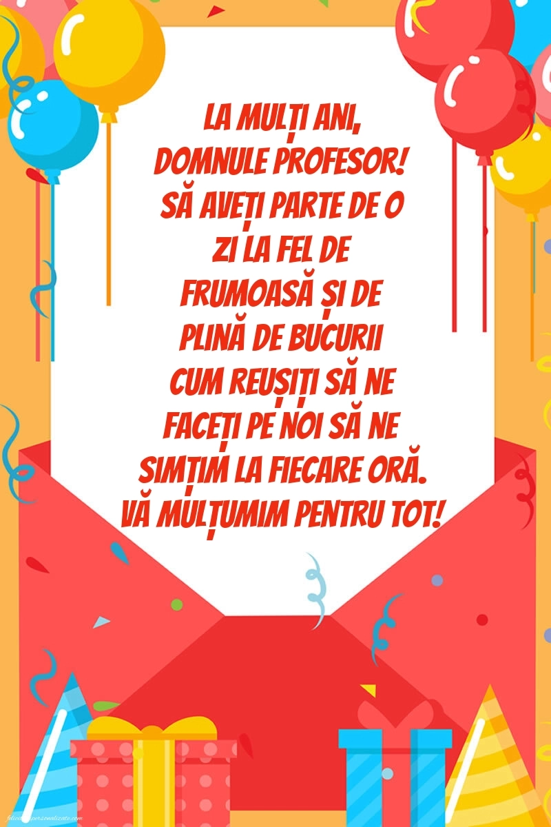 Felicitări și imagini de Ziua de Naștere pentru Profesor: Baloane și Cadouri