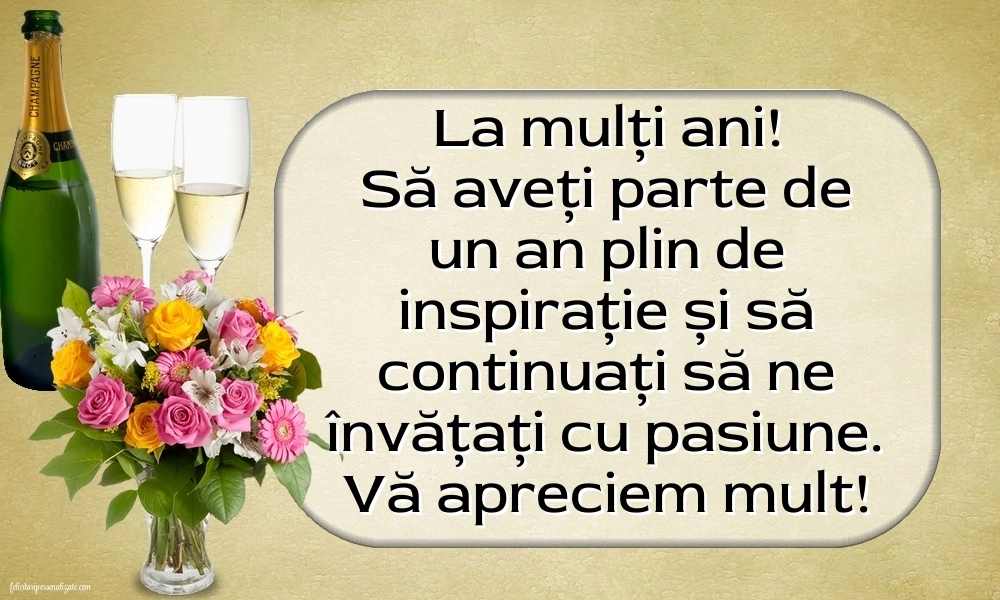 Imagini de LA MULȚI ANI pentru Profesor: Șampanie și flori