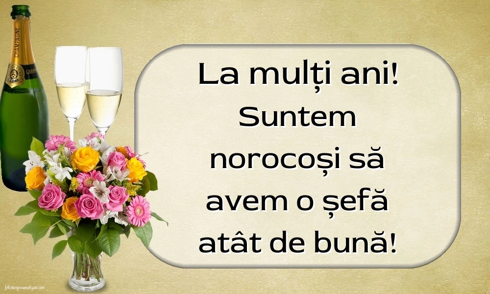 Imagini frumoase de Ziua de Naștere pentru Șefă: Șampanie și flori