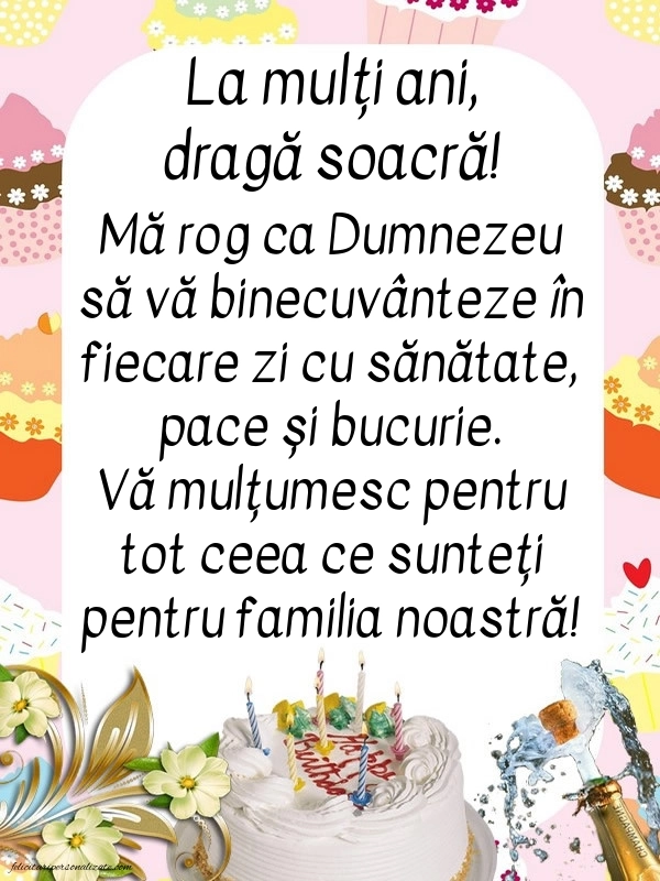 La mulți ani, soacra mea! - Imagini cu mesaje frumoase: Șampanie și tort