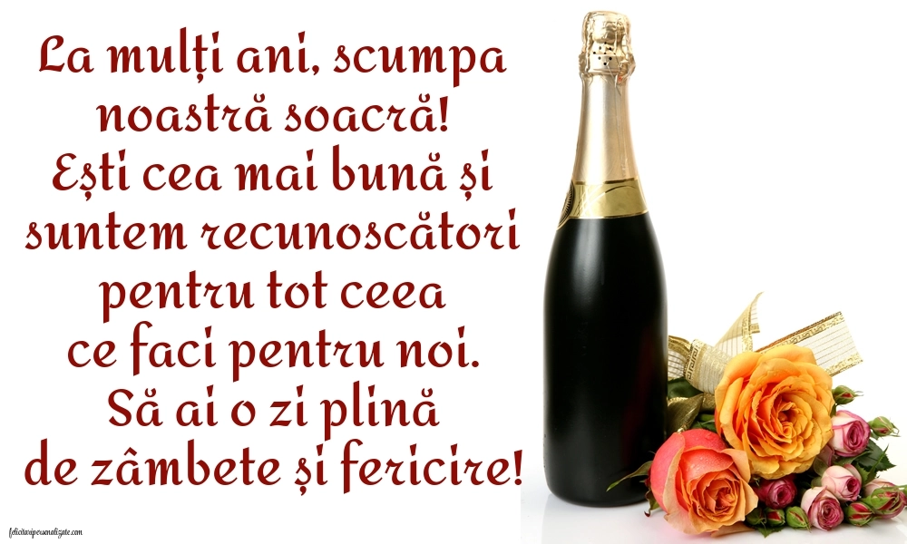 Imagini La Mulți Ani Soacra mea: Șampanie și flori