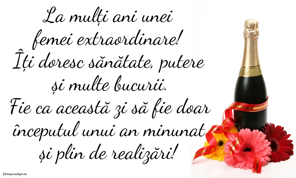 Felicitări frumoase de Ziua de Naștere pentru Soacră: Șampanie și flori