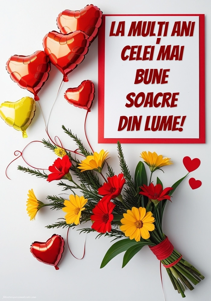 Poze cu La mulți ani pentru soacra mea: Flori și Inimioare