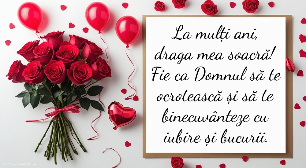 Poze cu La mulți ani pentru soacra mea: Trandafiri și baloane