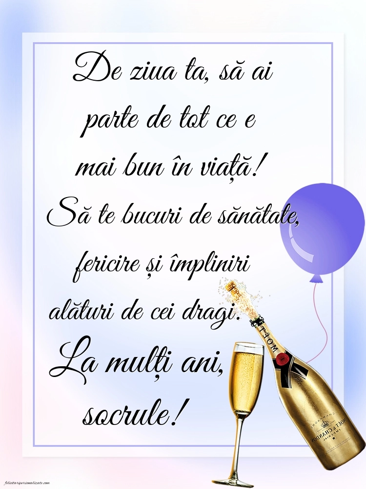 Felicitări și Imagini de Ziua de Naștere pentru Socru: Șampanie