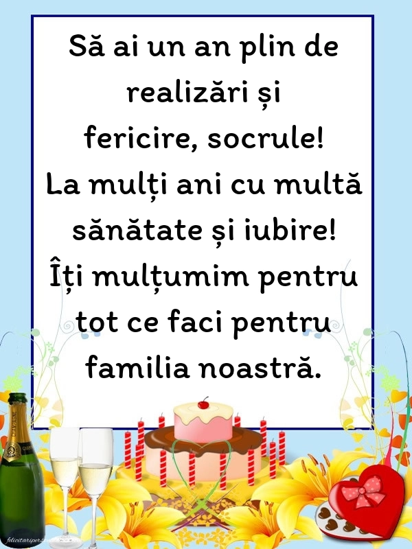 Imagini cu La mulți ani pentru socrul meu: Șampanie și tort