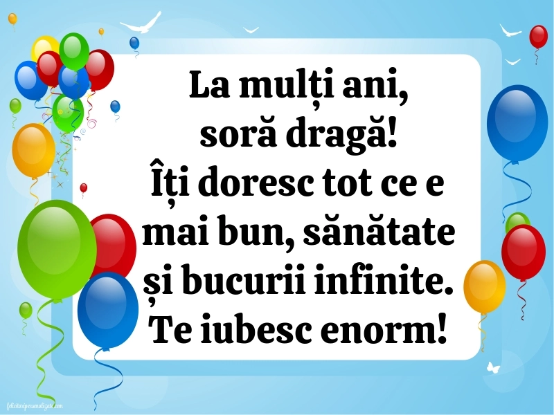 Felicitări de LA MULȚI ANI pentru surori: Baloane