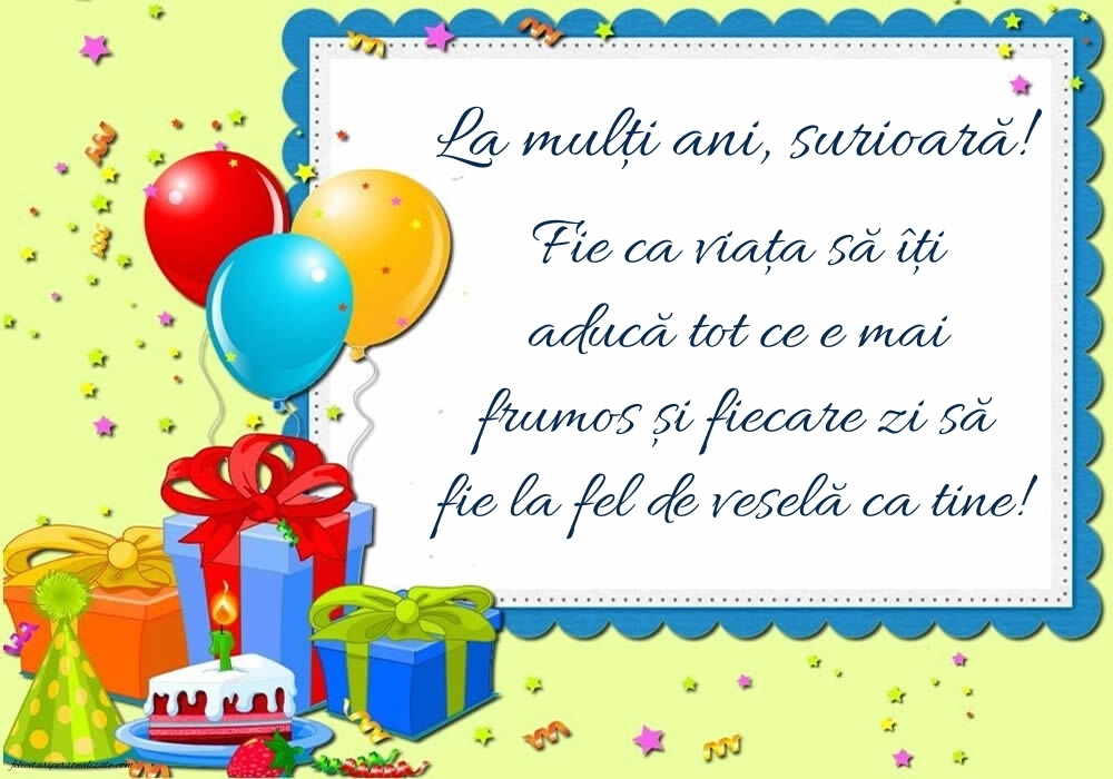 Imagini cu La mulți ani pentru sora mea: Baloane și Cadouri
